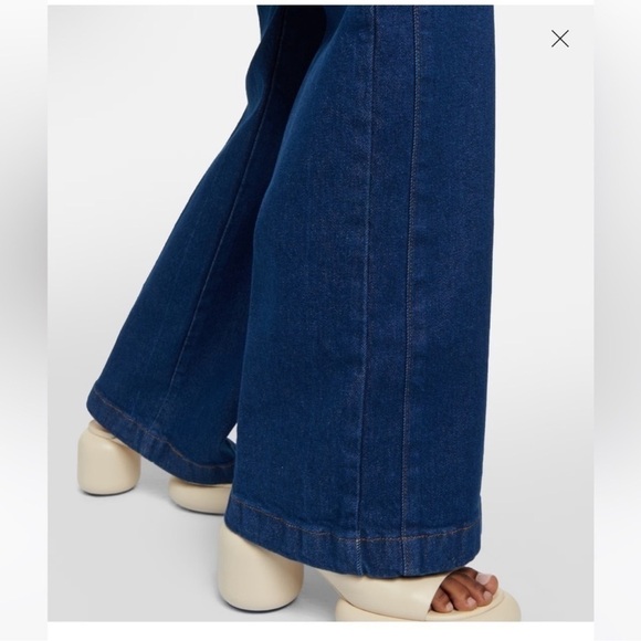 Frame Sailor Snap High Rise Wide Leg Jeans Denim Dark Wash Blue Adele - Picture 13 of 14